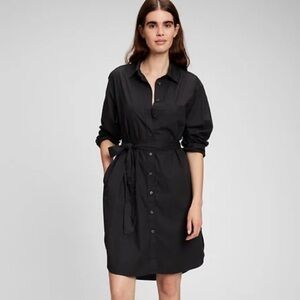 Gap Long Sleeve Belted Black Shirt Dress